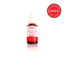 Siora All-in-One Serum bottle with a 'Best of Beauty Best Seller' badge on a white background